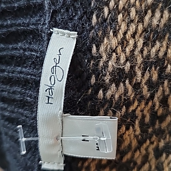 Halogen Size M Black Tan Sweater Angora Rabbit Hair - Picture 5 of 6